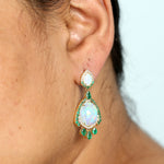Opal Ethopian Diamond Emerald Dangler In 18k Gold For Her