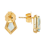 Pentagon Topaz Baguette Diamond Beautiful Stud Earrings in 18k Yellow Gold