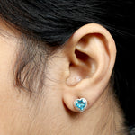 Apatite Pave Diamond Heart Stud Earrings Love Jewelry In 18k Yellow Gold