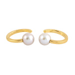 Natural Pearl 14k Yellow Gold Huggie Earrings Minimal Jewelry