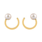 Natural Pearl 14k Yellow Gold Huggie Earrings Minimal Jewelry