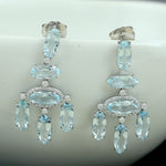 Oval Aquamarine Chandelier Diamond Earrings In 18k White Gold