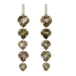 Heart Cut Tourmaline Pave Diamond Drop Danglers in 14k White Gold