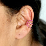 Pave Ruby Earcuff Earrings In 14k Rose Gold For Her