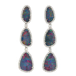 Opal Doublet Beautiful Danglers Diamond Jewelry in 18k White Gold