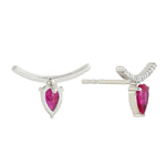 Pear Cut Ruby Natural Diamond Designer Stud Earrings In 18k Gold