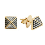 Pave Diamond Spike Design Dtud Earrings In 18k Yellow Gold
