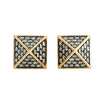 Pave Diamond Spike Design Dtud Earrings In 18k Yellow Gold