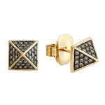 18k Yellow Gold Pave Diamond Spike Design Dtud Earrings