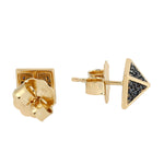 Natural Blue Sapphire Spike Design Stud Earrings In 18k Yellow Gold