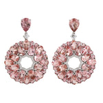 Pear Cut Pink Tourmaline Diamond Beautiful Danglers In 14k Gold