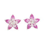 Marquise Pink Sapphire Diamond Daisy 18k White Gold Stud Jewelry