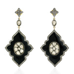 925 Silver Pave Diamond Women's Dangle Earrings 18k Gold Enamel Fashion Jewelry