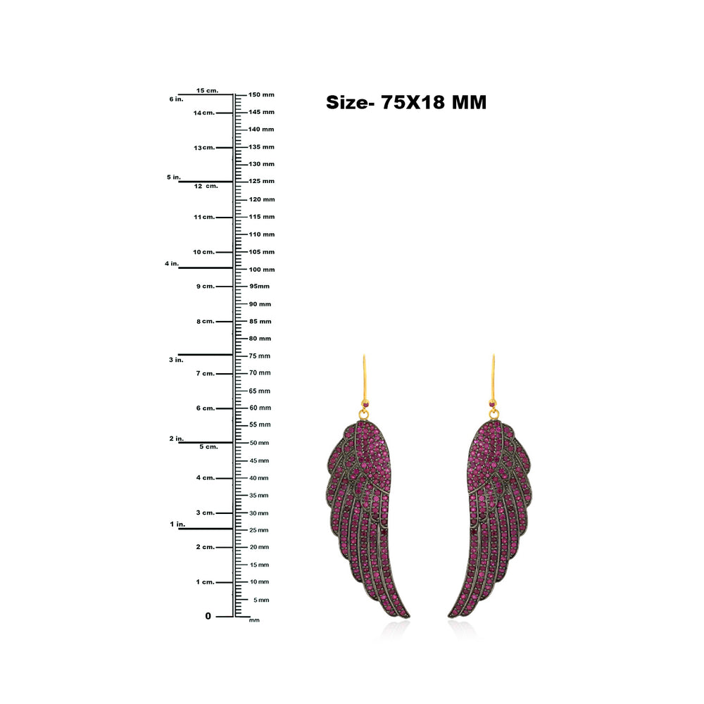 Ruby 14k Gold 925 Sterling Silver Angel Wing Hook Earrings Fashion Jewelry