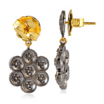 Diamond 14k Gold 925 Sterling Silver Floral Design Dangle Earrings Jewelry