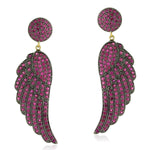 Ruby Angel Wing Dangle Earrings 18kt Gold 925 Sterling Silver Gift Jewelry