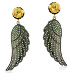 Angel Wings Style 14k Gold Tsavorite Sterling Silver Drop Earrings Jewelry