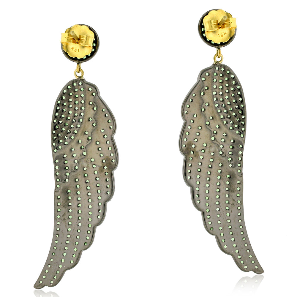 Angel Wing Dangle Earrings Tsavorite 14k Gold 925 Sterling Silver Jewelry