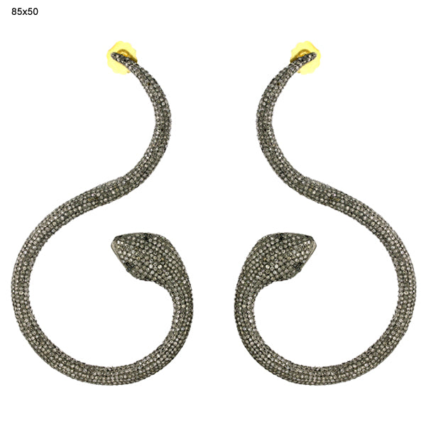 Natural Diamond Dangle Earrings 14k Yellow Gold 925 Silver Gift