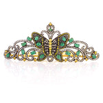 Pave Diamond Emerald 925 Sterling Silver Butter Fly Style Tiara Jewelry