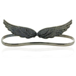 Pave Diamond 925 Sterling Silver Angel Wings Design Palm Bracelet Jewelry