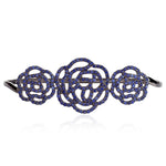 Sterling Silver Genuine Pave Blue Sapphire Floral Look Palm Bracelet Jewelry