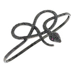 Pave Black Diamond Wrap Snake Designer Palm Bracelet Gemstone 925 Silver Jewelry