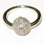 Solid 18k White Gold Natural Diamond Pave Ball Engagement Band Ring Fine Jewelry