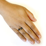 Black Diamond Pave Ball Adjustable Cuff Ring 18k Yellow Gold Jewelry Gift