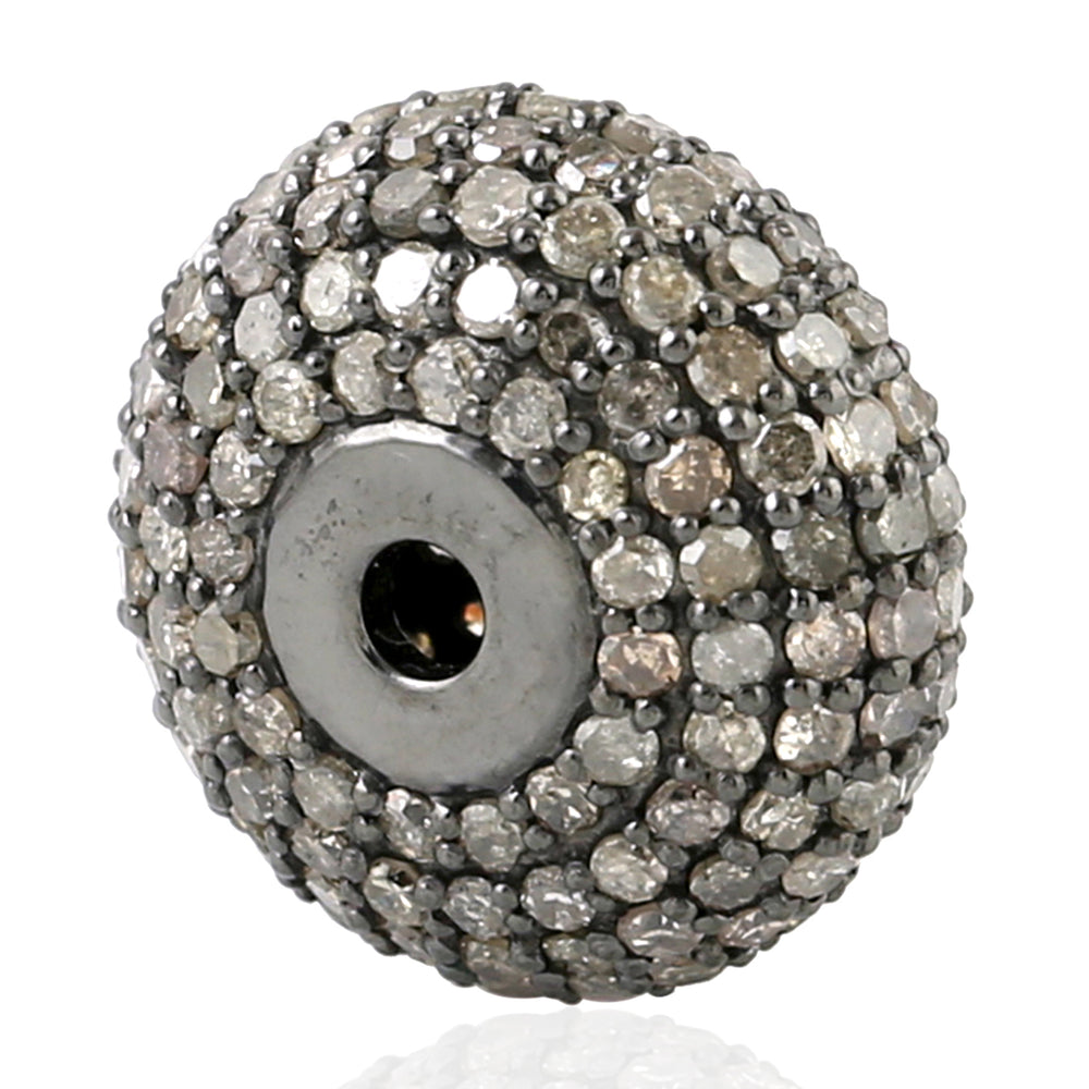 Pave Diamond Bead Ball Symbol Findings in 925 Sterling Silver