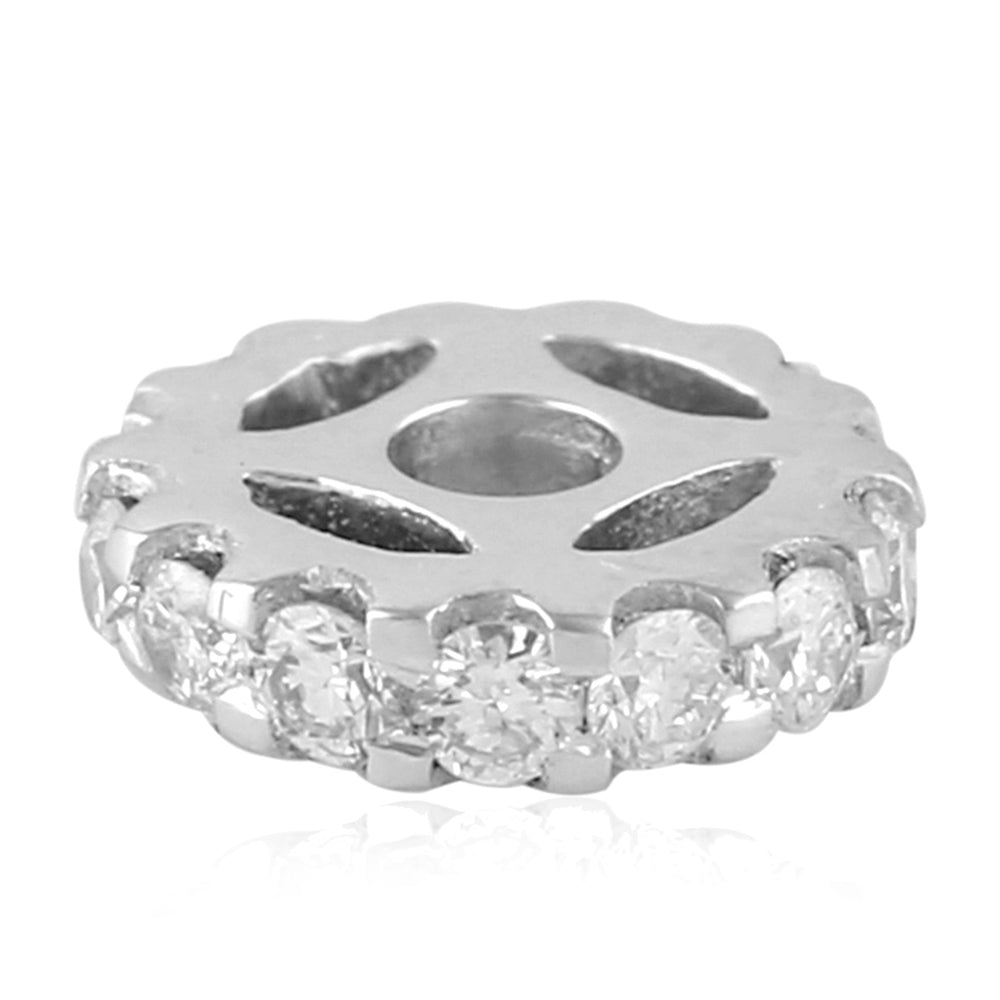 Pave Diamond Spacer Finding Accessory In white Gold