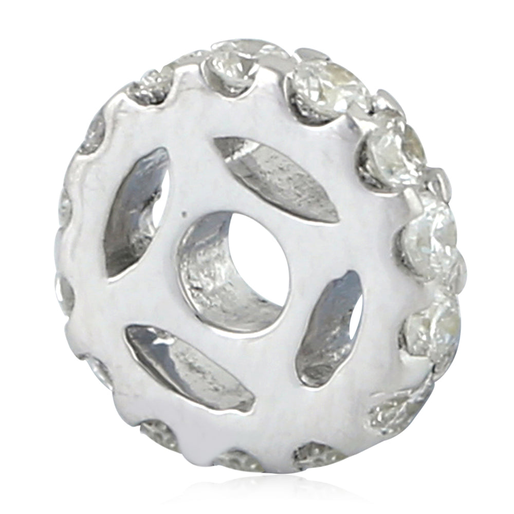 Pave Diamond Spacer Finding Accessory In white Gold