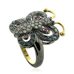 Diamond Tourmaline 18kt Gold 925 Sterling Silver Butterfly Ring Jewelry