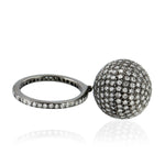 925 Sterling Silver Pave Diamond Disc Ball Ring Gift
