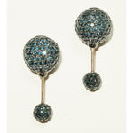 Bead Ball Double Sided Earrings Pave Diamond 14k Solid Gold Women Jewelry