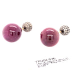14k Gold 925 Silver Pave Diamond Ruby Double Sided Stud Earrings Jewelry