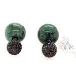 Black Diamond Emerald Double Sided Bead Ball Tunnel Earrings Gold Silver Jewelry
