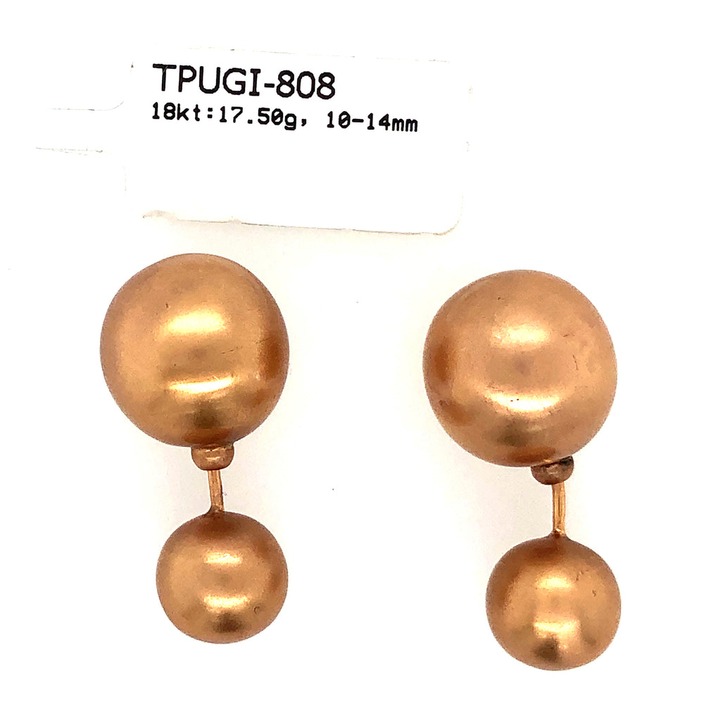 18kt Solid Rose Gold Double Sided Ball Earrings Fashion Jewelry