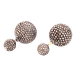 VINTAGE STYLE 9.68ct Natural Diamond Pave Stud Earrings 925 Silver 14k Gold
