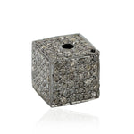 Square Pave Diamond Spacer Jewelry Making Accessories in 925 Silver