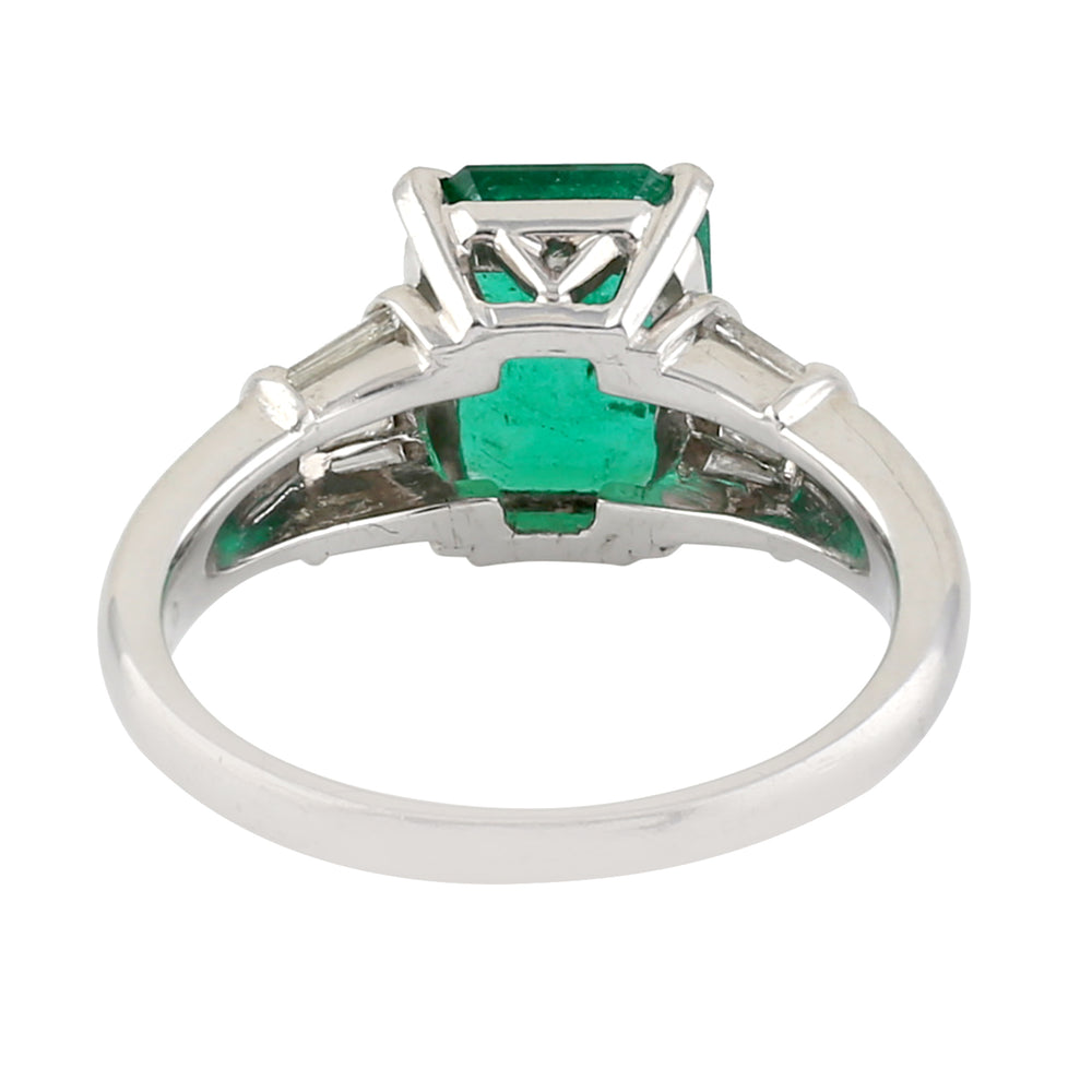 Emerald Diamond Cocktail Ring White Platinum Jewelry