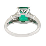 Emerald Diamond Cocktail Ring White Platinum Jewelry